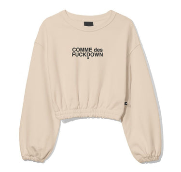 Beige Logo Cotton Crewneck Sweater